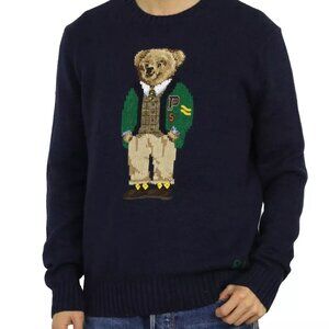 Polo Ralph Lauren Crew Neck Polo Bear Sweater Pullover Limited - Navy - Size: M